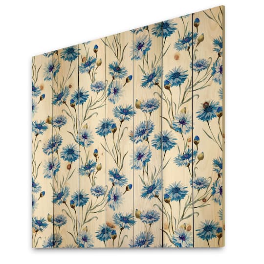 Designart - Blue Cornflowers With Green Leaves II